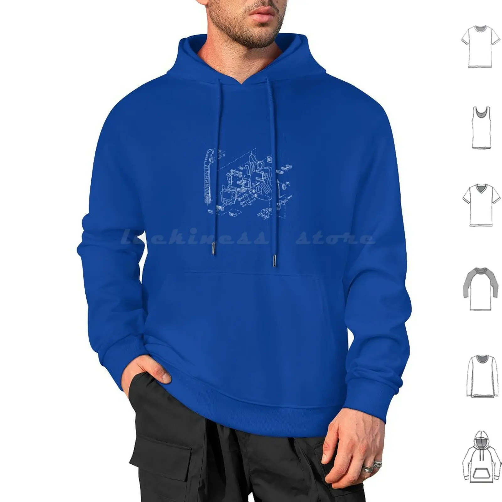 Guitar Science In White Hoodies Long Sleeve Technical Drawing Technical Drawing Of Electric Guitar Blueprint Of Electric