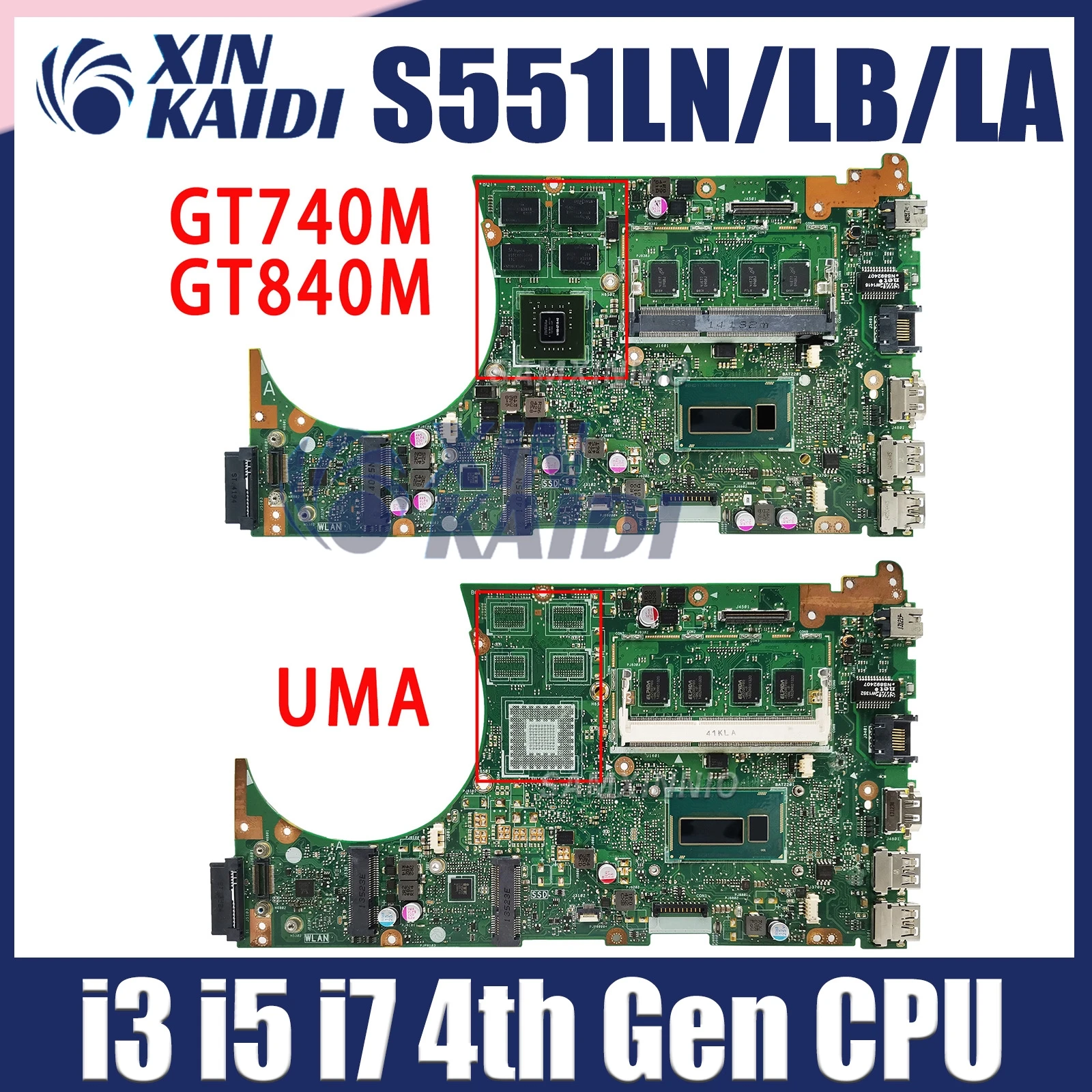 

S551LN Mainboard For ASUS K551L S551LA R553L S551LB Laptop Motherboard I3 I5 I7 4th Gen 4GB-RAM GT840M/GT740M UMA 100% Test