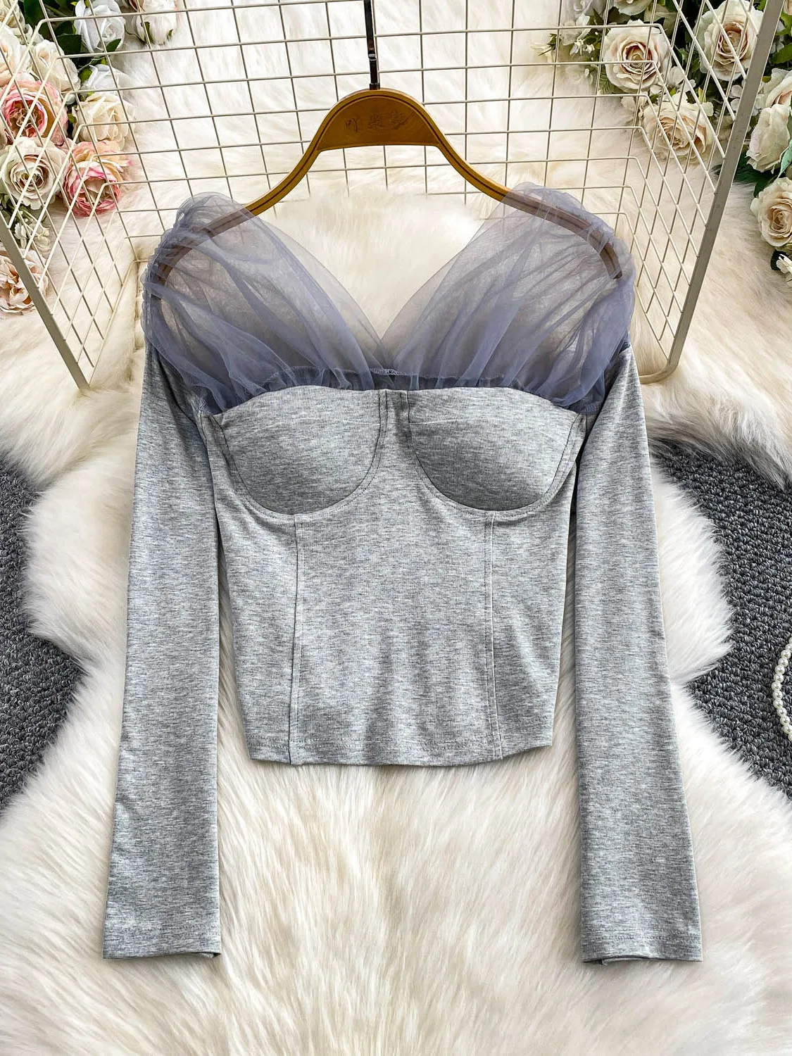 

Сексуальная футболка с v-образным вырезом See-tough Me, женская осенне-зимняя утягивающая футболка Pure Desirable Hot Girl Sle с накладкой на грудь