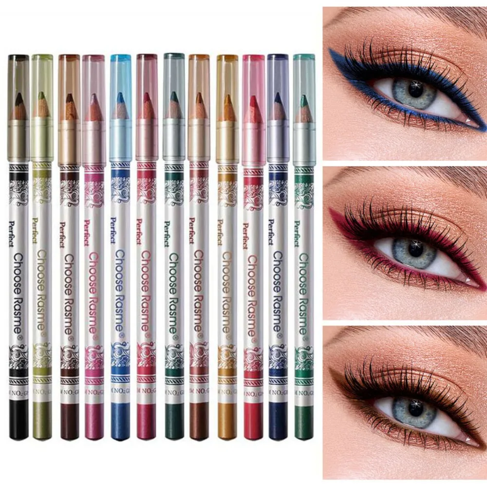 12-Farben-Eyeliner, langlebiger geräucherter Eyeliner im Punk-Stil, wasserfest, hochpigmentiert, Perlglanz-Lidschattenstift