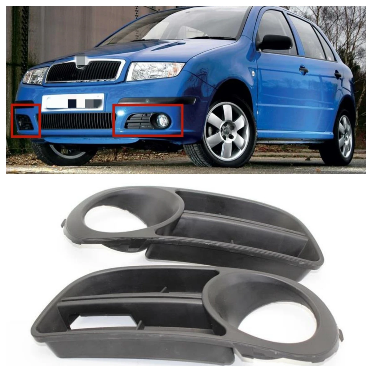 Dla Skoda Fabia MK1 Facelift 2005 2006 2007 2008 Stylizacja samochodu Światło przeciwmgielne Osłona lampy przeciwmgielnej z otworem