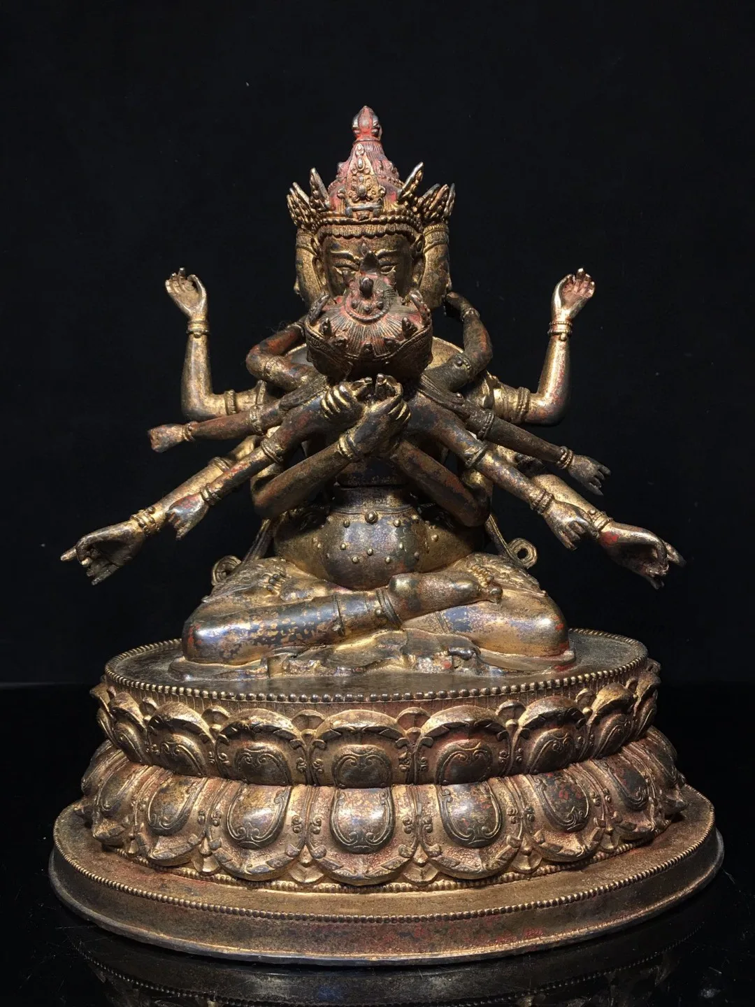 Tibetan Brass Mud Gold Cinnabar Painted King Kong Happy Buddha Daweide Chinese Ornament Home Buddhist Hall Supplies 30cm