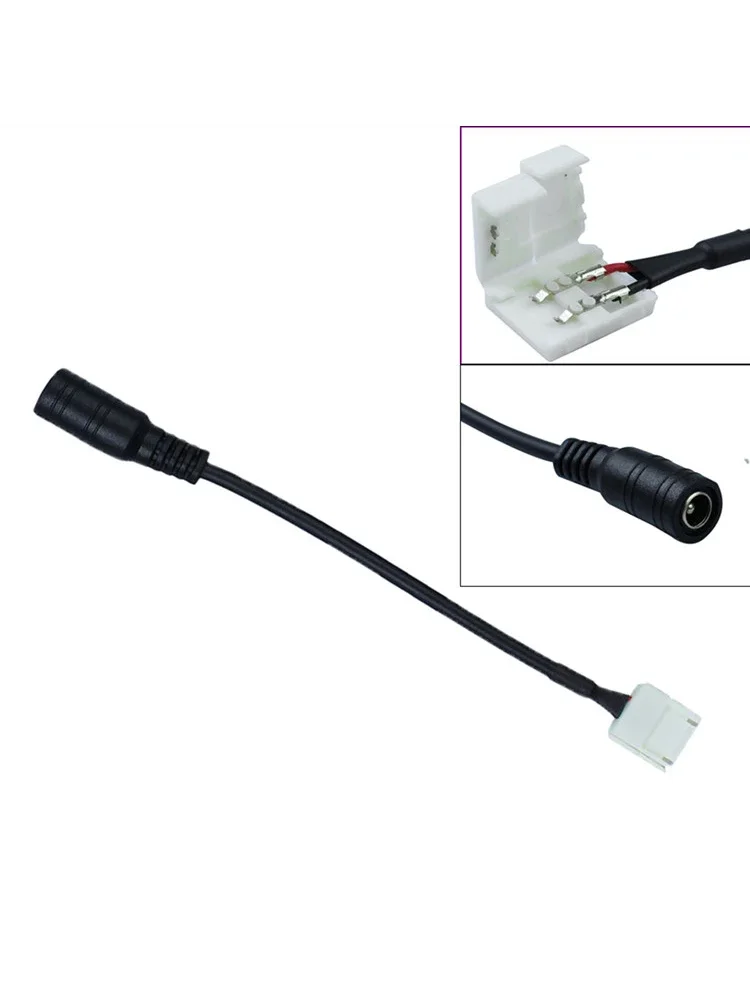 5Pcs 2Pin 10mm Cable To DC Female Solderless Connector For Adapter 5050 Single Color LED Strip