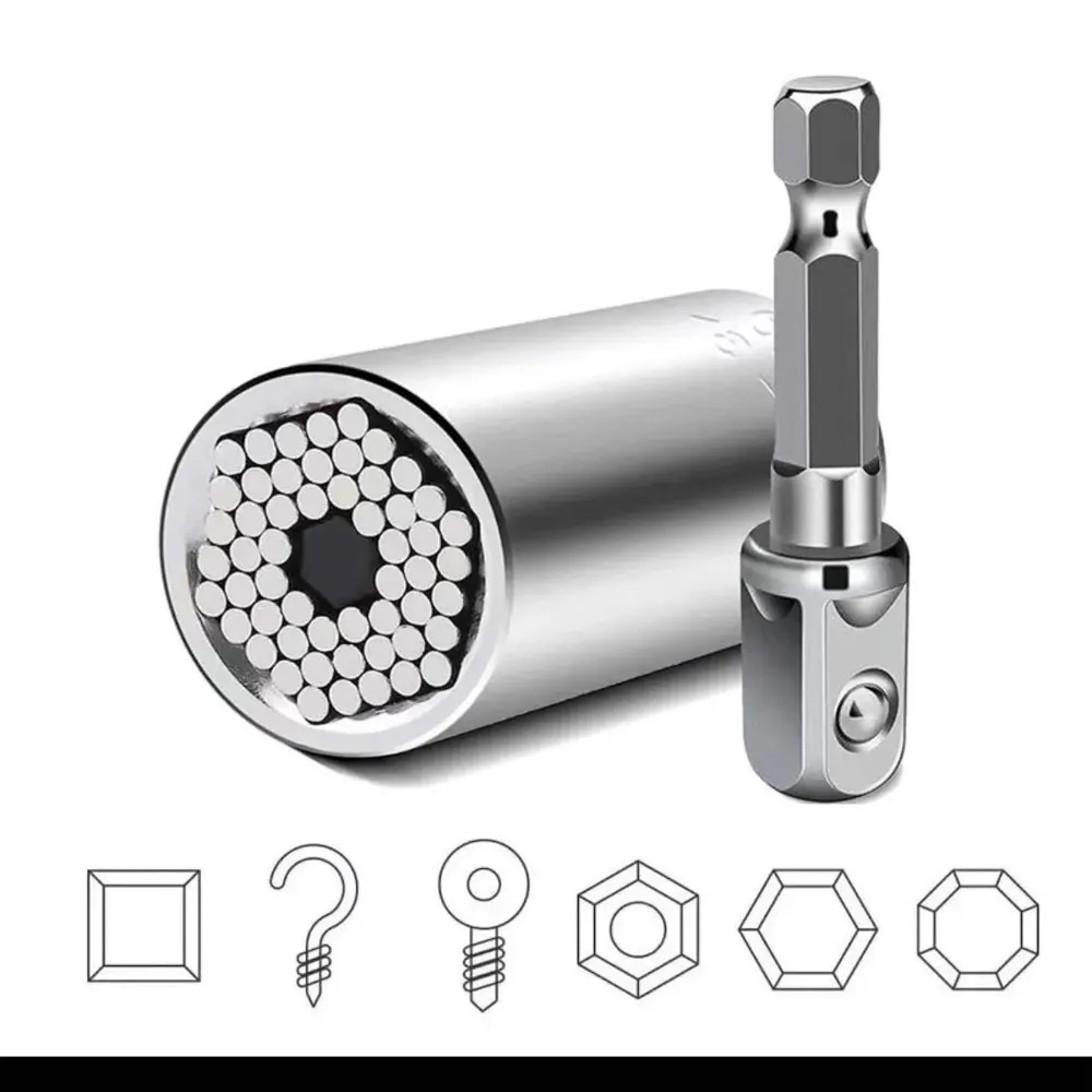 Universal Socket Wrench Head Set Sleeve Gadget 7-19mm Power Drill Adapter Spanner Key Nut Magic Grip Multi Hand Tools multitool