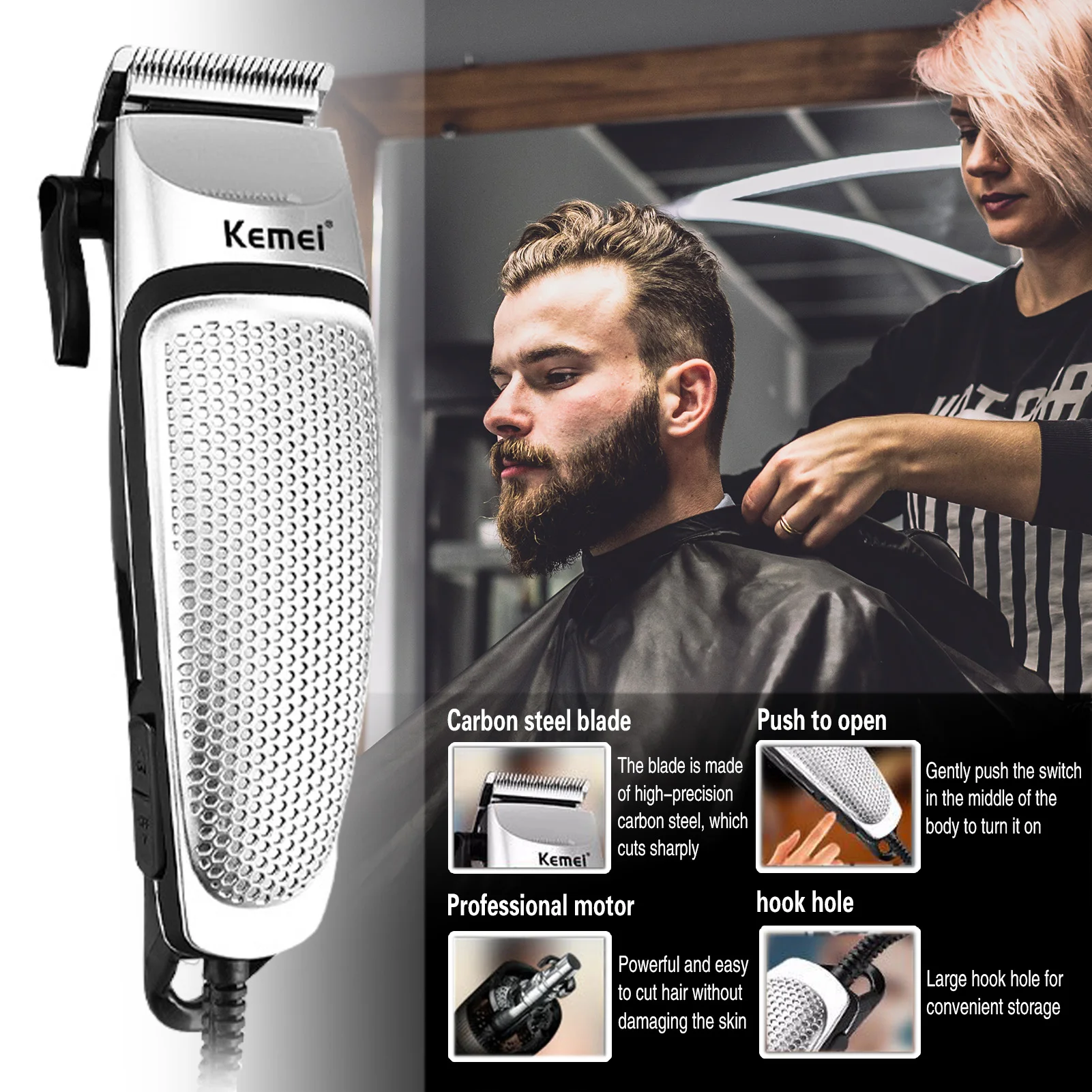 Hairdressing Trimmer Electric Clipper Push Button Sharp Blade Electric Hair Clipper for Father's Day Christmas Gift SAL99