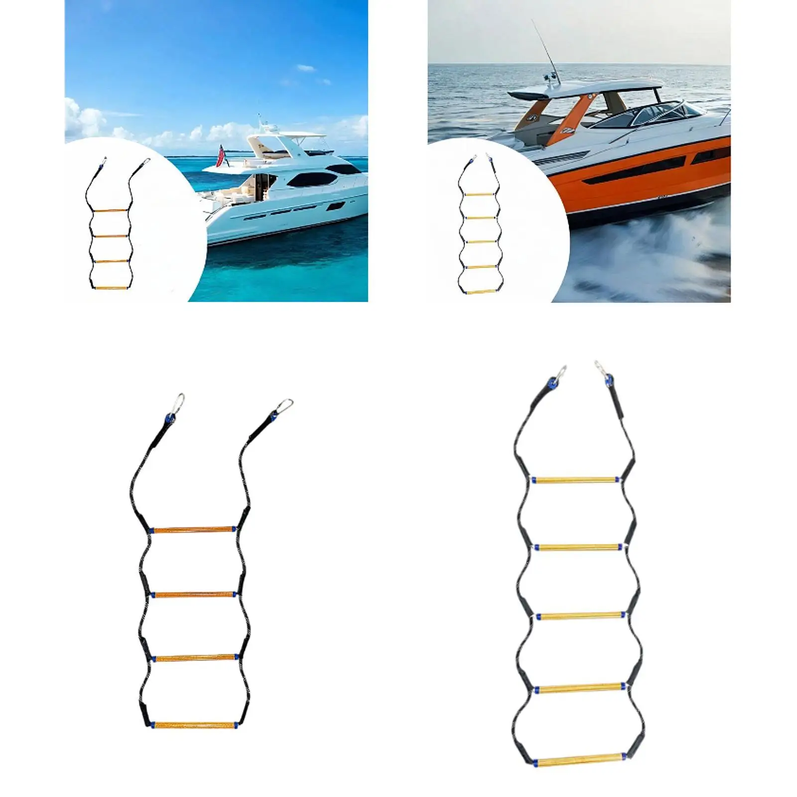 Boat Rope Ladder Heavy Duty Nylon Outdoor Climbing Ladder Non Slip Boarding Accessory for Inflatable Boat Kayak Yacht
