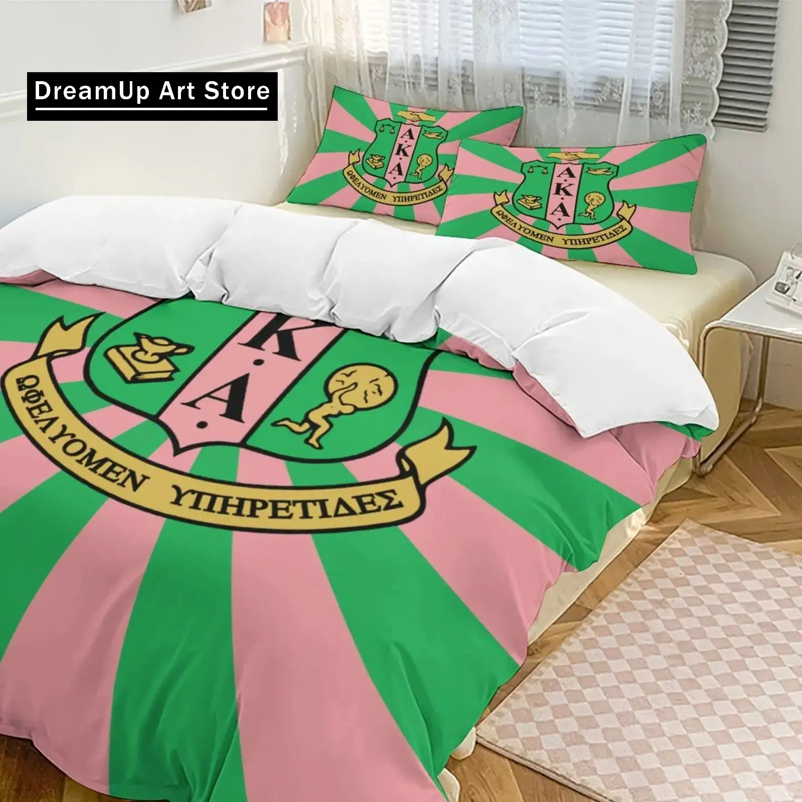 3D Print Alpha Kappa Alpha AKA Bedding Set Boys Girls Twin Queen King Size Duvet Cover Pillowcase Bed boys Adult Bedroom