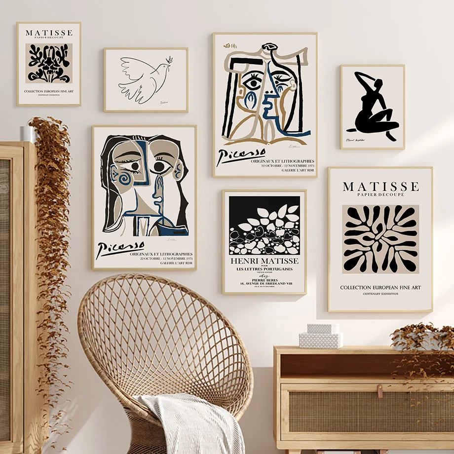 

Abstract Matisse Picasso Face Pigeon Leaf Nordic Posters and Painting Prints Wall Art Canvas Wall Pictures for Living Room Decor