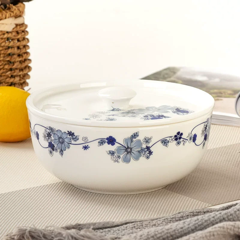 7inch, bone china cereal bowl with lid, Chinese painting design, porcelain noodle bowl, vintage bowl, salad bowl paste bait bowl