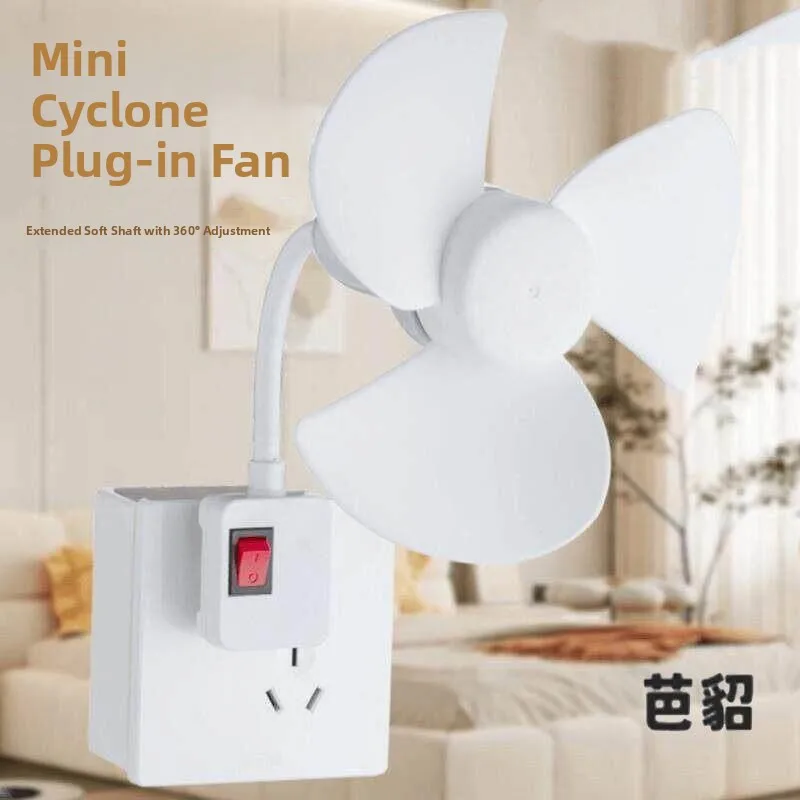 

Kitchen Wall-Mounted Plug-In Cyclone Fan Quiet Strong Wind Speed Office Workers Home Use Bathroom Makeup Room Non-Powered