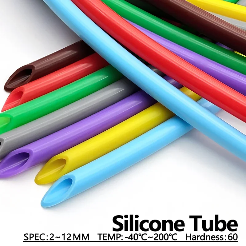 1 m langer, lebensmittelechter Silikonschlauch, ID 2/4/6/8/10/12 mm, bunter, flexibler, ungiftiger, sicherer Schlauch für Wasserspender, Milch, Kaffee, Heimgebrauch