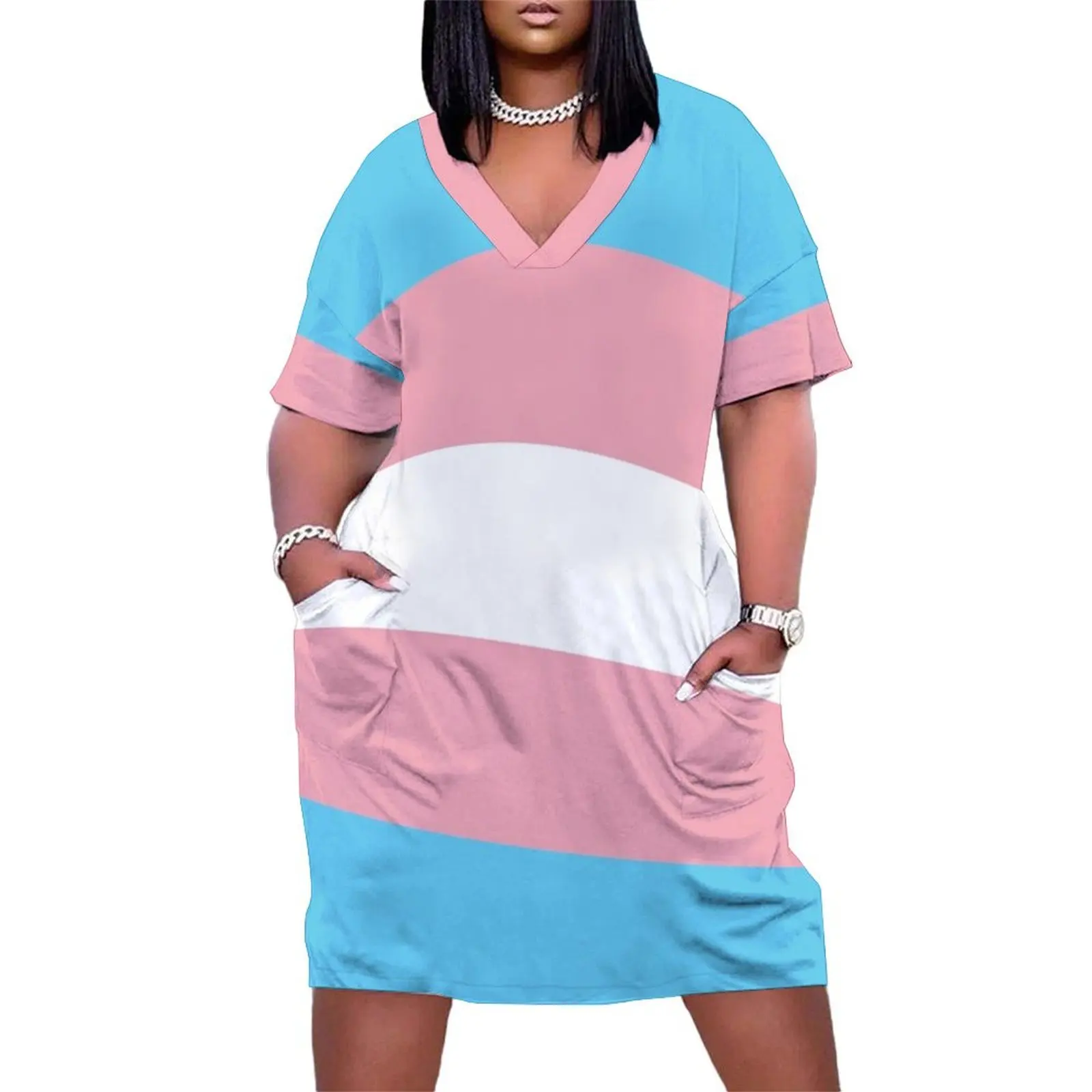 

Transgender Flag Loose Pocket Dress elegant chic wedding evening dresses dress korean style
