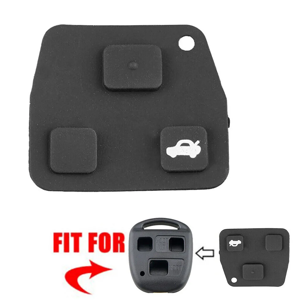 For Toyota Black 3 Buttons Remote Key Fob Repair Switch Rubber Pad Replacement Car Key Conversion Case