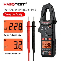 HABOTEST HT200 cyfrowy miernik cęgowy 600V AC/DC tester napięcia z True RMS ohm pomiar ciągłości pojemności woltomierz