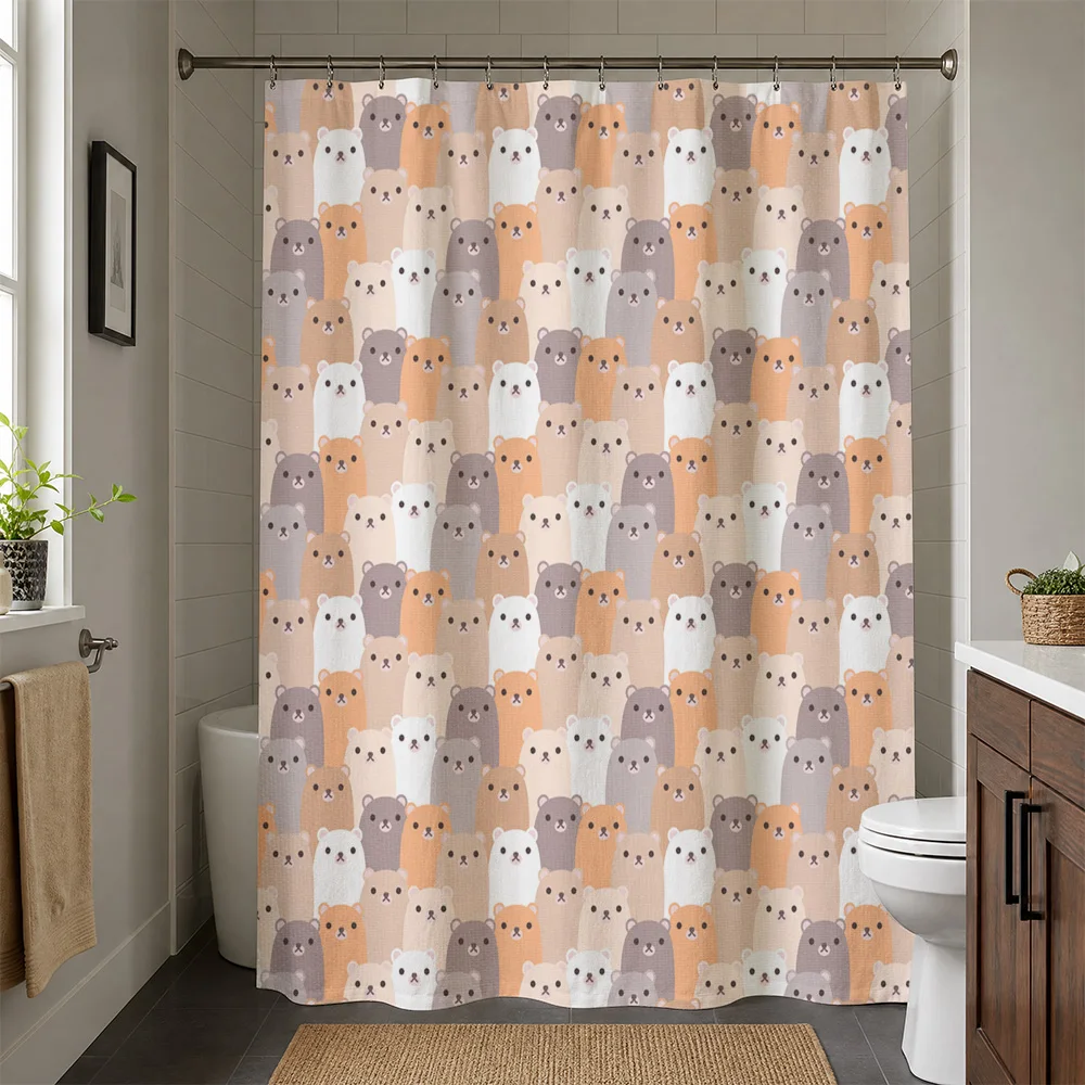 Adorable Panda Bear Print Waterproof Shower Curtain Liner for Bathroom Home Decor Kids Nursery Waterproof Shower Curtain Panel