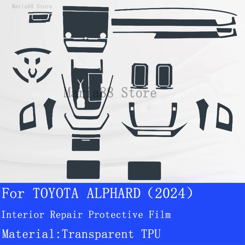 

For TOYOTA ALPHARD 2024 Car Interior Center Console Transparent TPU Protective Film Anti-Scratch Repair Car Sticker