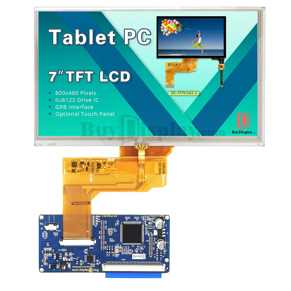 Low Cost Arduino 7 inch Touch Screen 800x480 I2C LCD TFT SPI Display