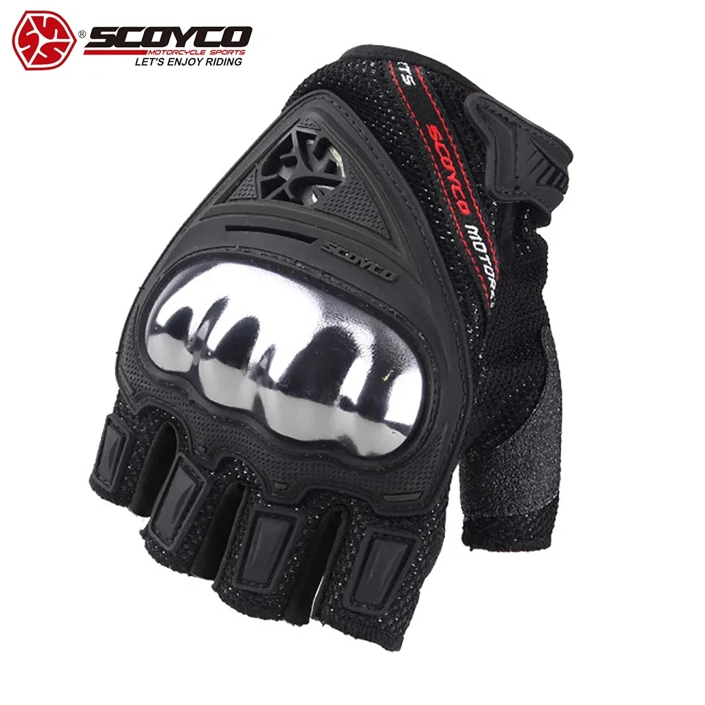 SCOYCO Motorcycle Cycling Gloves Summer Breathable Half Finger Motocross Gloves Men Women Motorbike Anti-fall Riding Equipment