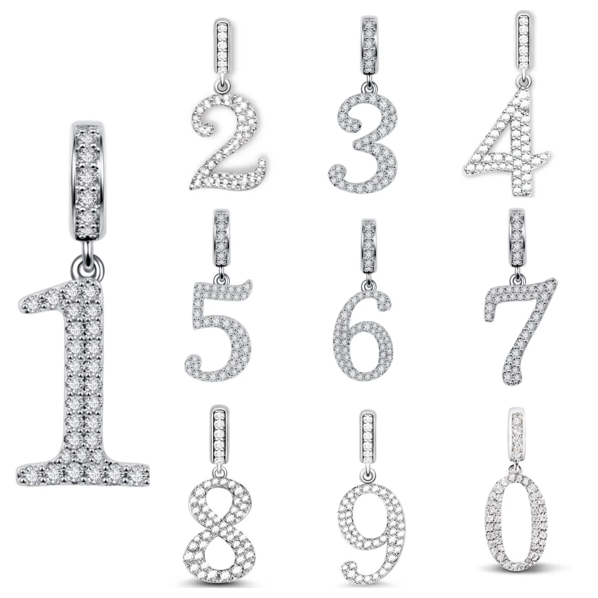 

2026 New Original 925 silver Digital 0-9 Pendant Bead Fit Charm Bracelet DIY Women's Exquisite Jewelry Party Birthday Gift