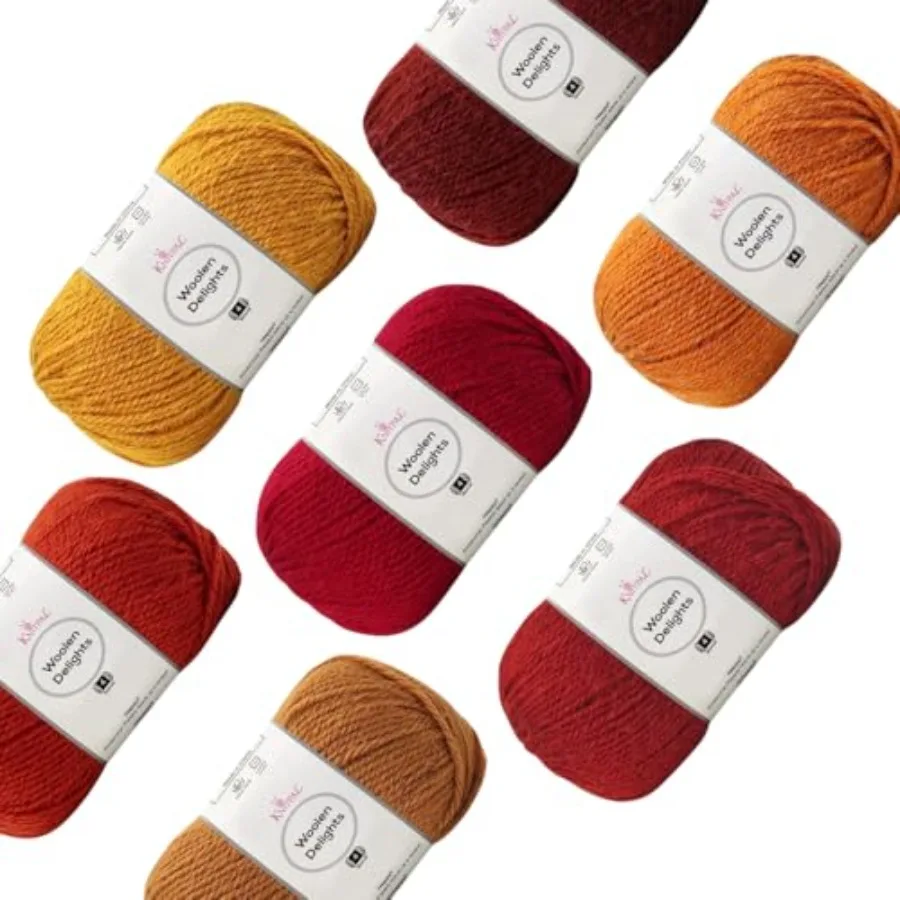 

Woolen Delights Soft Wool Yarn for Crocheting, 7-Pack 1218Yds/ 700G,Free Patterns - #4 Medium Aran/Heavy Worsted Weight Wool Ya