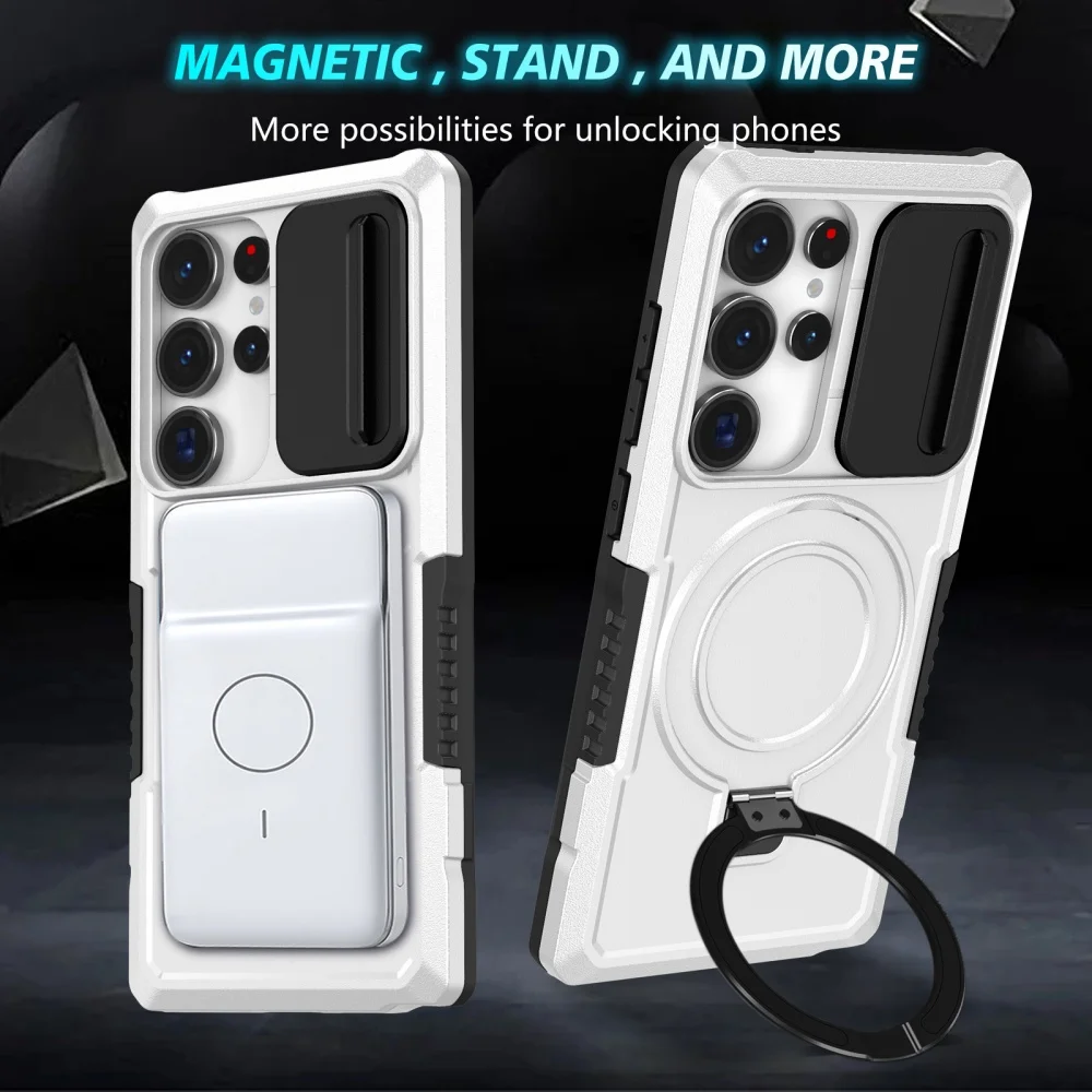 Armor Slide Camera Protector Magnetic Case For Samsung S26 S25 Ultra S24 FE S25 Edge S26 S23 Plus For Magsafe Brackets Funda - view 3