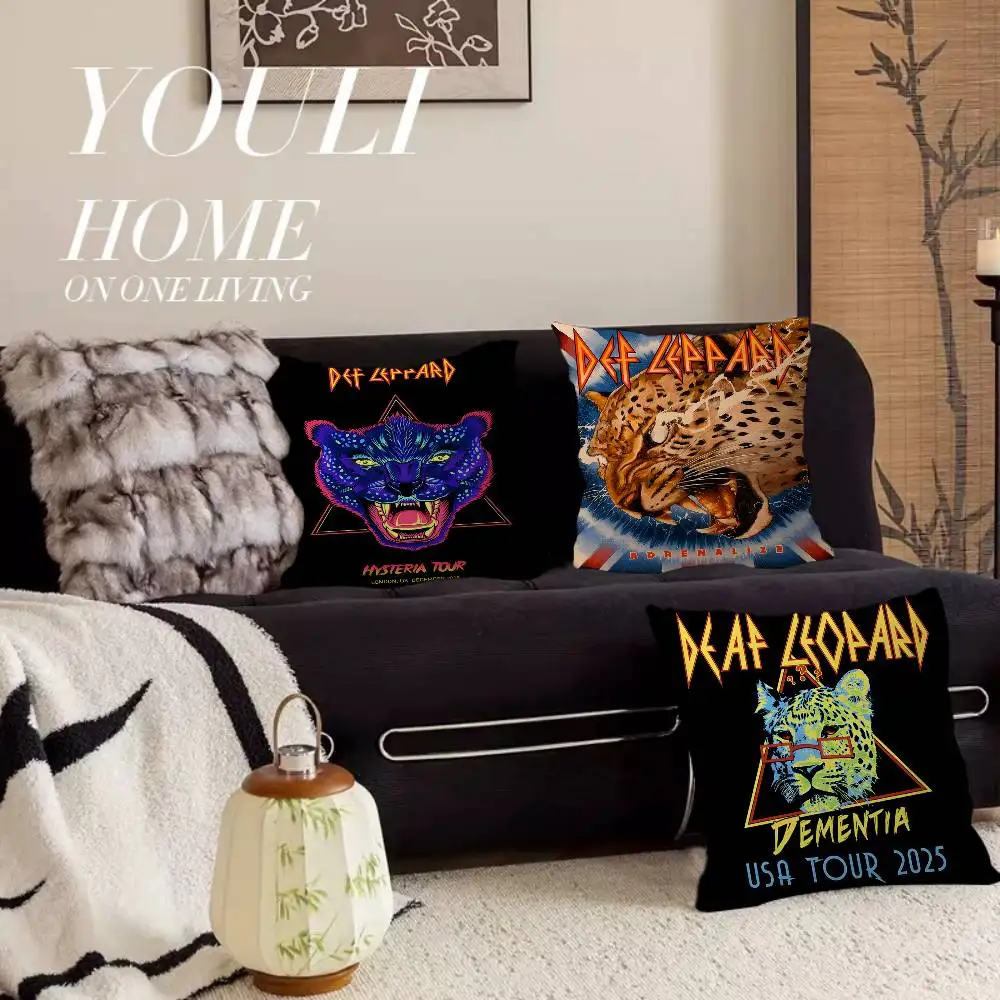 Hard Rock Band D-def L-leppard Pillow Cover For Bedroom Room And Living Room Sofa Decorative Cushion Cover