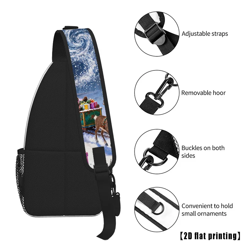 تصميم غزال الغابة الثلجية للشتاء مطبوع عليه قطار قرية عيد الميلاد، متين مع مقصورات متعددة، نمط كاجوال للسفر