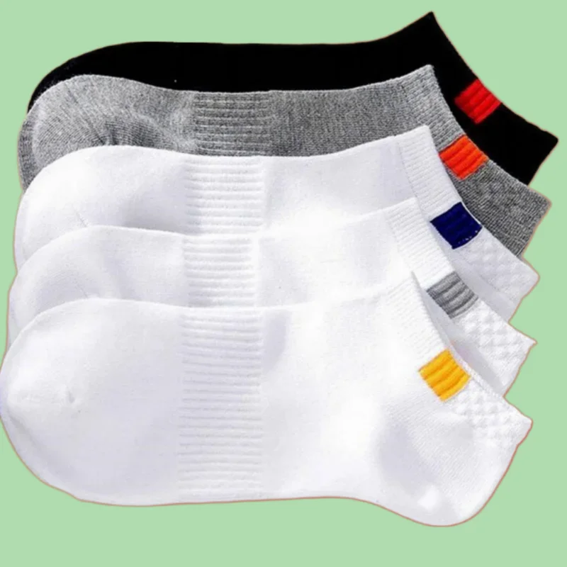 Calcetines tobilleros transpirables de algodón para hombre, calcetín informal de corte bajo, Color sólido, alta calidad, 5/10 pares