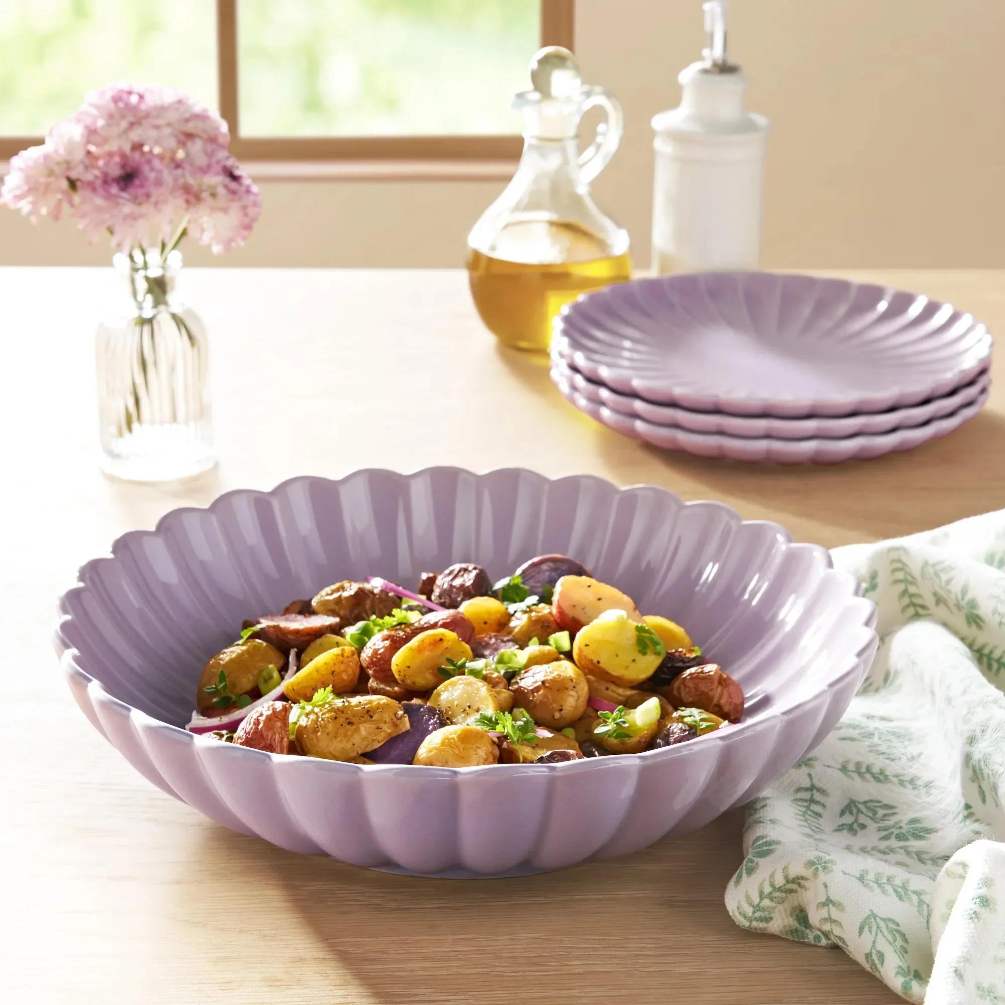 

Stoneware 11-inch Serving Bowl,Dishwasher and microwave safe, Purple