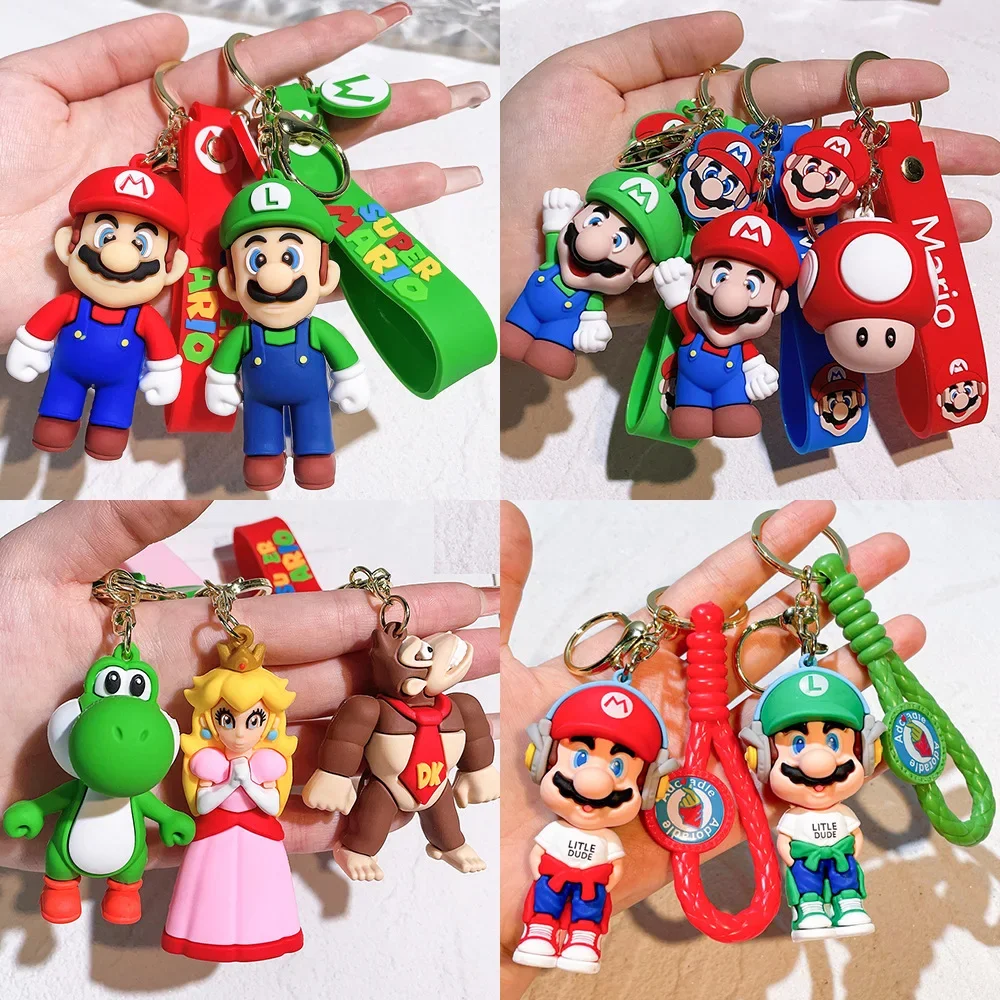 Super Mario Bros Keychain Action Figure Pendant Cute Cartoon Character Toy Doll Model Decoration Kid Birthday Gift