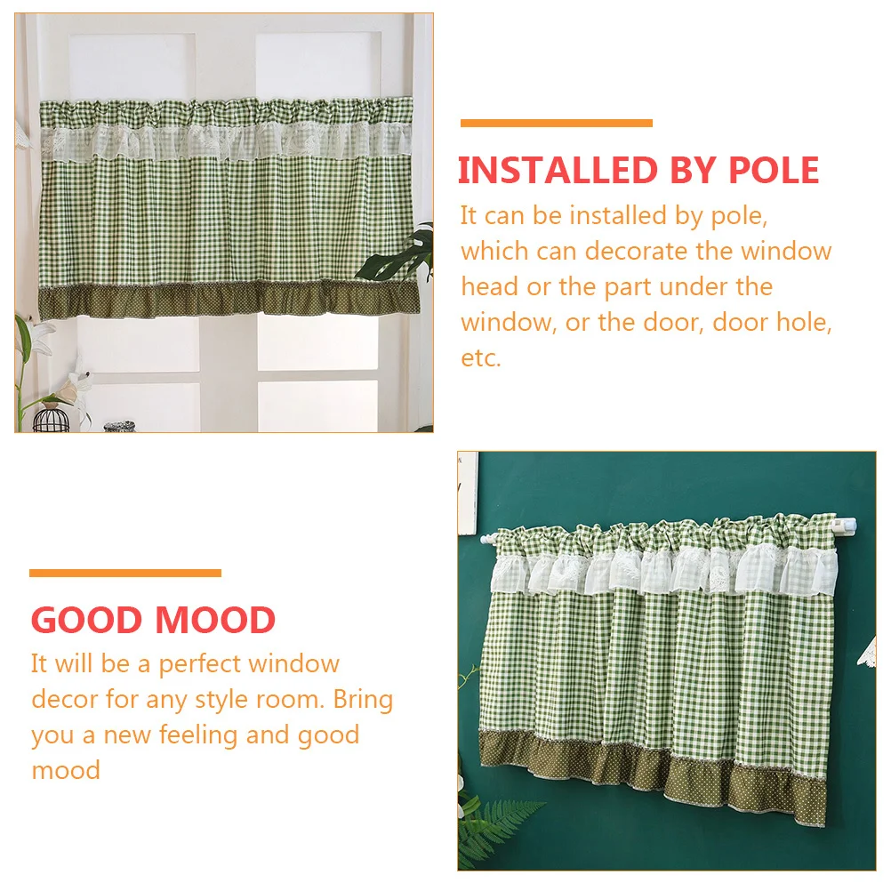 

1pc Light Blocking Curtains Plaid Short Curtain For Kitchen Bedroom Bathroom Decor Smooth Fabric Easy Install