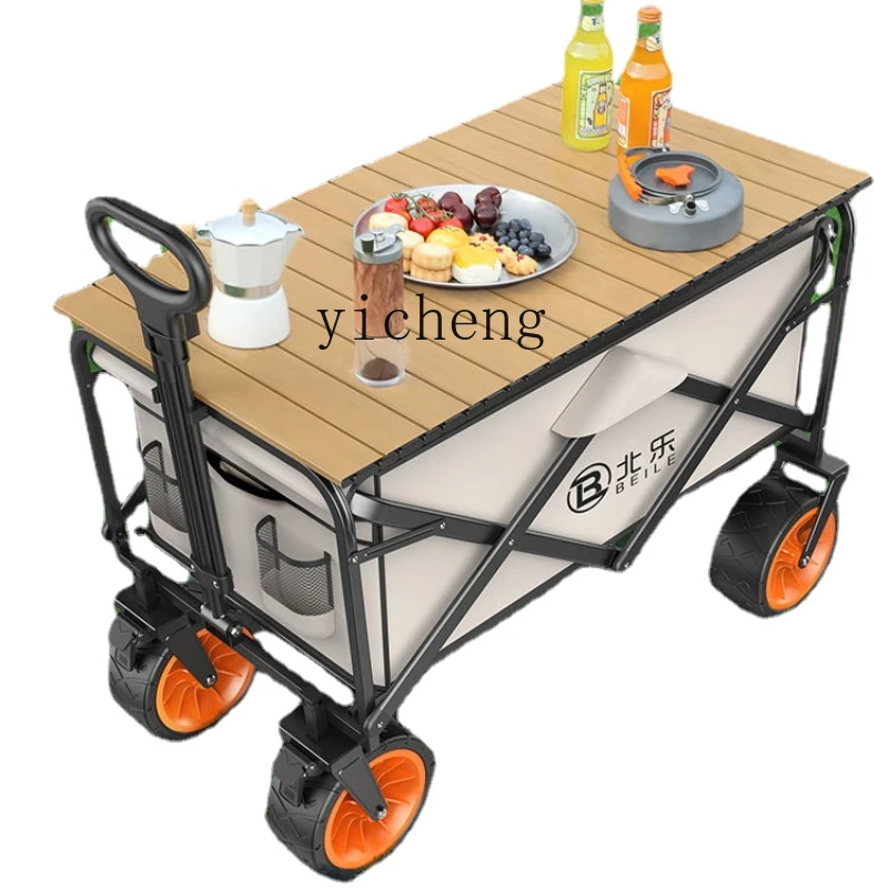 

ZC Camper Trolley Camp Trailer Outdoor Foldable Hand Pull Travel Stall Trolley