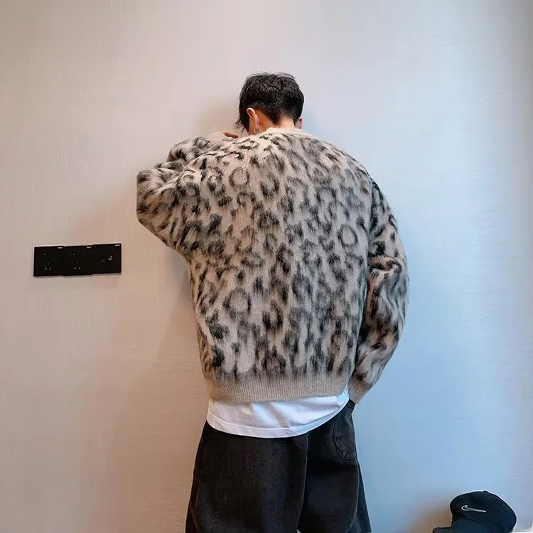 

Мужской топ большого размера в американском стиле ретро с леопардовым узором на осень и зиму, большие размеры 250, Pou Street Sle Kn...