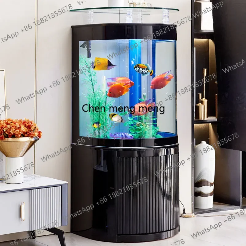 

Hot sales Light luxury semi-round goldfish tank, living room, medium-sized household wall glass tank, ecological aquarium