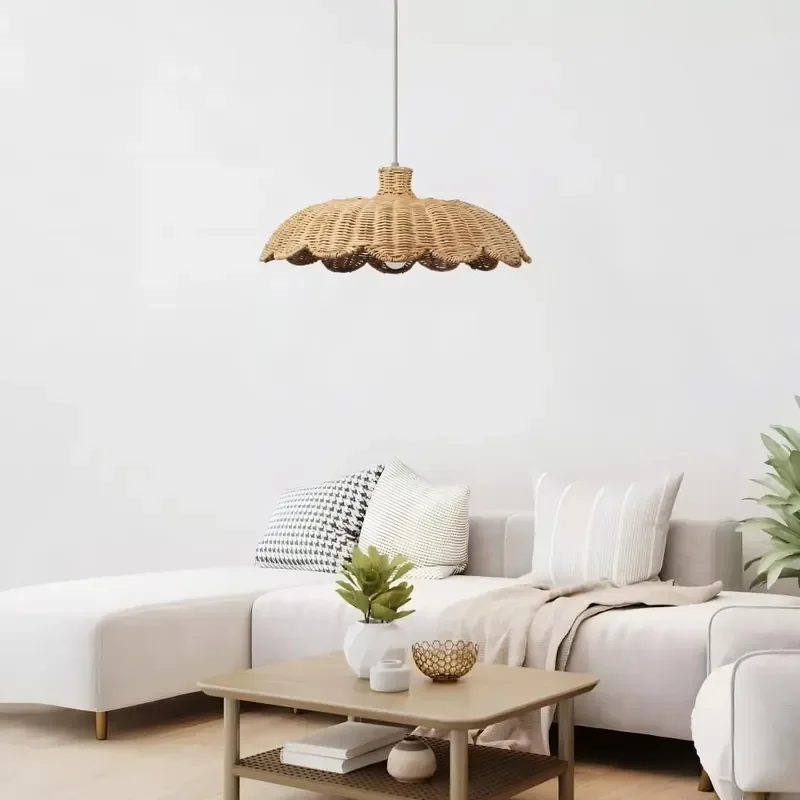 Chinese Tradition Style Handmade Rattan Pendant Lights Lampshade Home Restaurant Hotel Hand-Woven Chandelier Bamboo Hanging Lamp