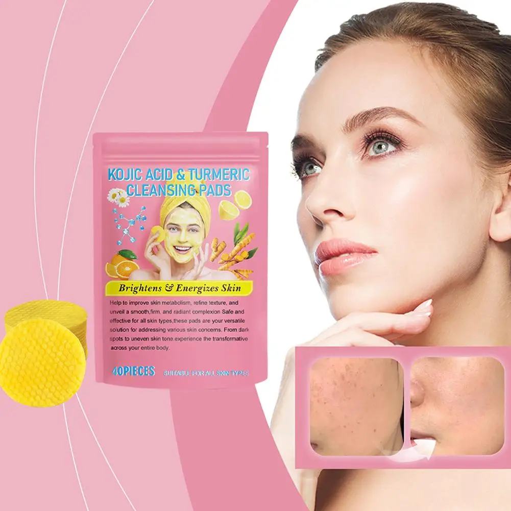 NEW High-end 40ps Turmeric Kojic Acid Cleansing Exfoliating Balance Pads Skin Remove Care Excess Skin Sponges Facial Kerati Y6D5