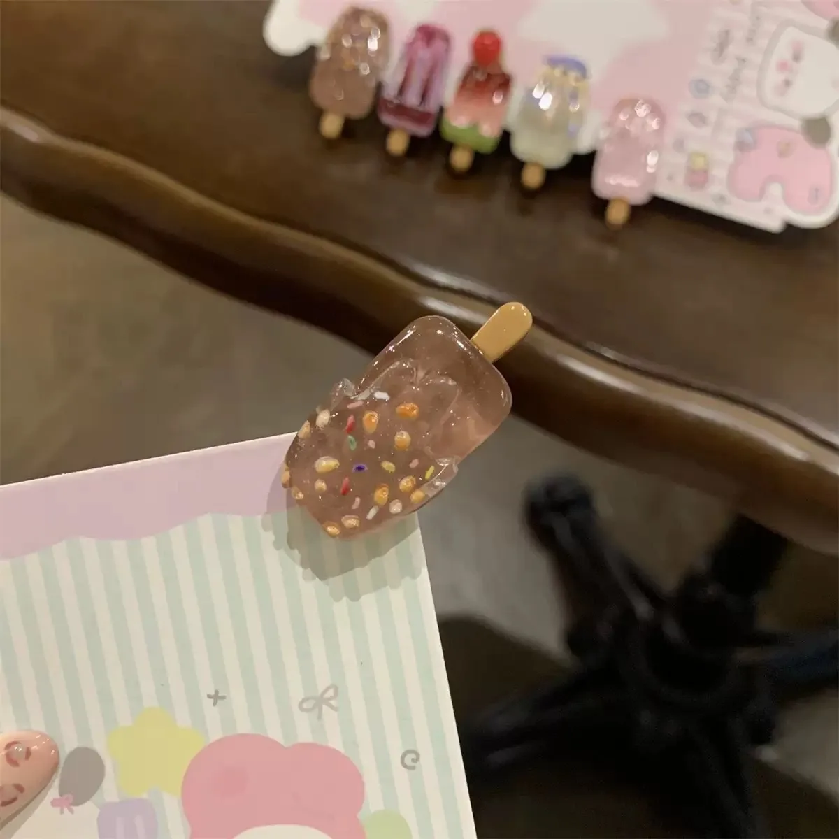 5er-Set Mini-Eiscreme-Haarspangen: Süße, ausgefallene Eis am Stiel Haarclips für Ponyfransen im Cartoon-Ins-Stil – Hohe Ästhetik – Detail 5