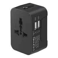 Enchufe de viaje universal, adaptador de corriente alterna universal de 240 V, 2 puertos de carga USB y 1 tipo C, enchufe y enchufe de viaje, conveniente