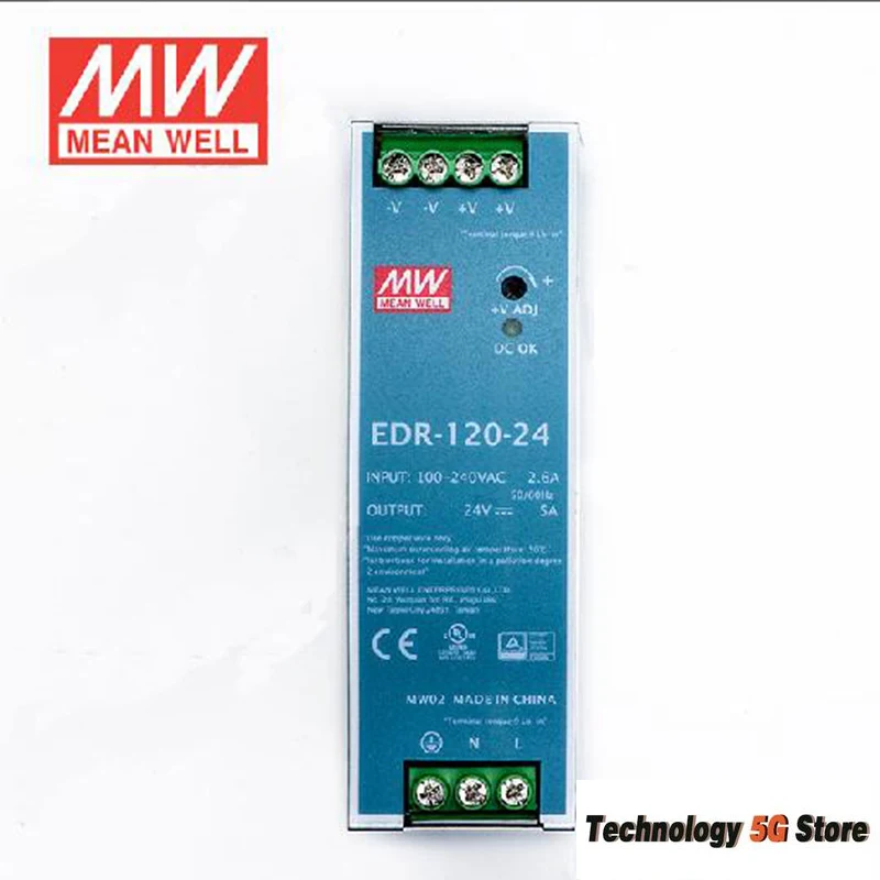 MEAN WELL EDR-75 EDR-120 EDR-150 75W 120W 150W DINレール取り付け型スイッチング電源 110V/220V AC入力 12V 24V 48V DC出力 電源ユニット