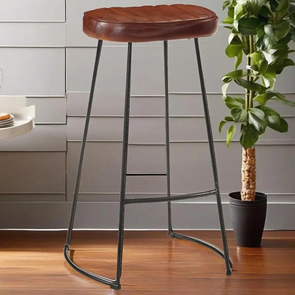 Set of 2 Gavin Dark Brown Bar Stools - 44x37.5x78 cm Stylish Seating for Kitchen/Bar