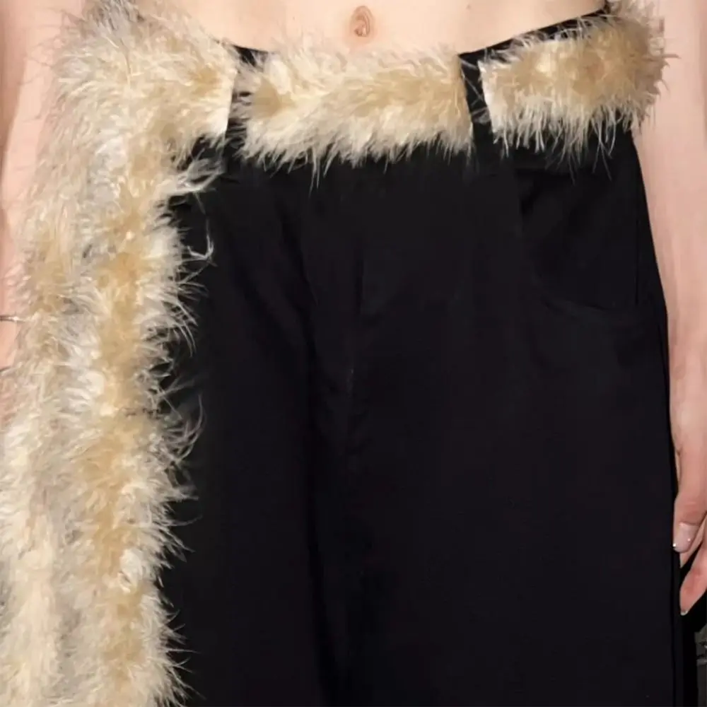 Jeans Pants Decor Super Soft Punk Fur Belt Fluffy Y2K Plush Waist Chain Warm Waistband Street Dance Accessory