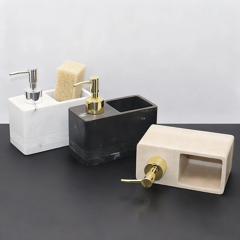 European Resin Emulsion Bottle with Faux Marble Pattern Stone Soap Dispenser Multifunctional Home Storage Jar Hand Soap Bottle