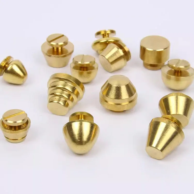 Mosiężny okrągły klamra w kształcie łuku, ozdobny guzik do torebki, ręcznie robiony element do skóry, śruba.