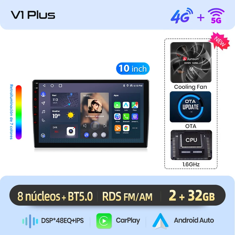 Autoradio voor Peugeot 107, Toyota Aygo, Citroen 2005-2014, Draadloze CarPlay, Android Auto, Slimme Intelligente Systemen, IPS Touchscreen, DSP, GPS Navigatie, WiFi, DAB+, RDS, FM/RAM, BT, SWC, Plug