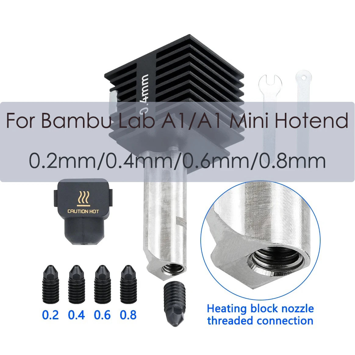 

Upgrade Hotend Kit for Bambu Lab A1/ A1 Mini with 0.4mm Hardened Steel Nozzle Silicone Cover Hotend for Bambulab a1 Mini Hotend