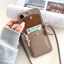 Crossbody Wallet Phone Case For iPhone 17 Air 16E 16 15 Plus 14 13 12 11 Pro Max XS Max Leather Card Slot Lanyard Shoulder Strap