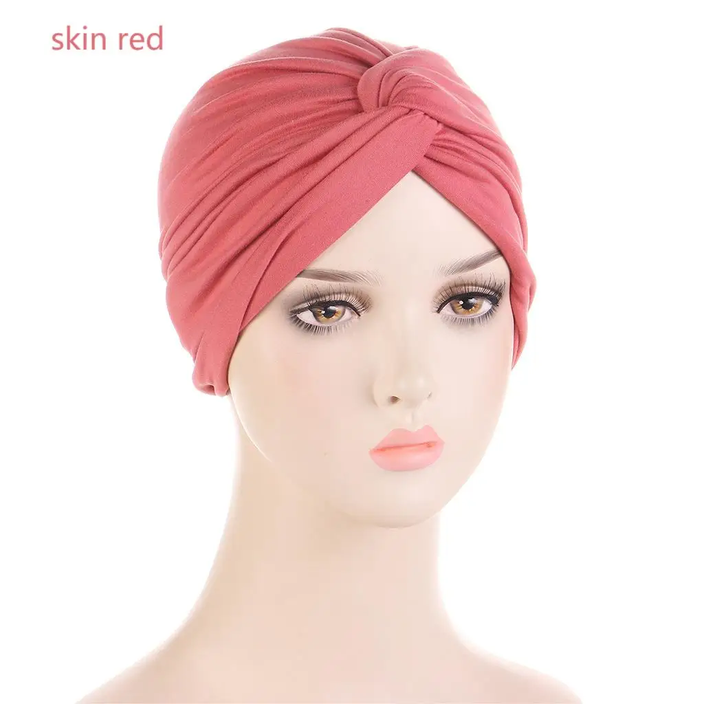 Muslim Women Cross Hijab Ruffle Chemo Sleep Turban Bonnet Headwear Scarf Beanie Cap Hat for Cancer Patient Hair Loss Accessories