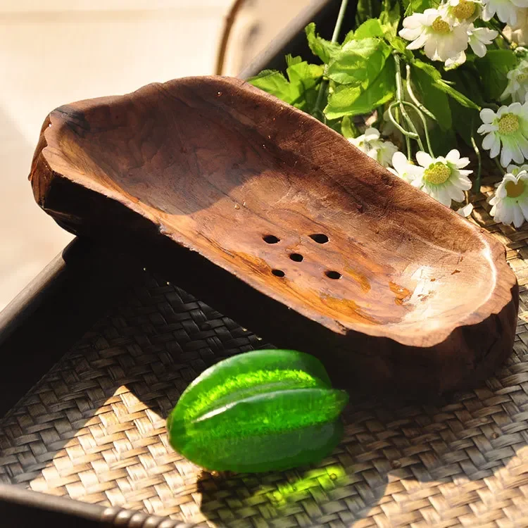 1pcs Handmade Natural Wooden Soap Dish Wood Soap Tray Holder Storage Soap Rack Plate Box Container Porta Sapone Home Storage