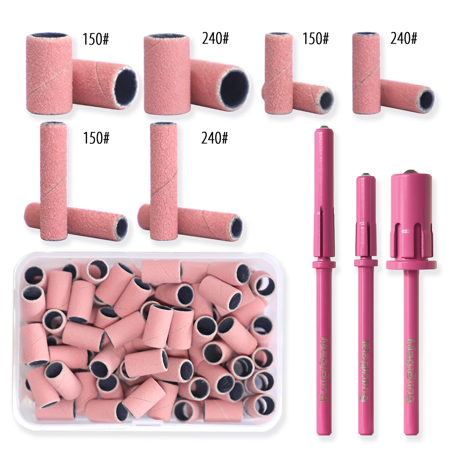Nagelschleifbänder, neue konische Schleifkappen, 180/240 Körnung, Set zum Entfernen von Gel-Nagellack, Maniküre, Pediküre, professionelle Werkzeuge – Detail 7