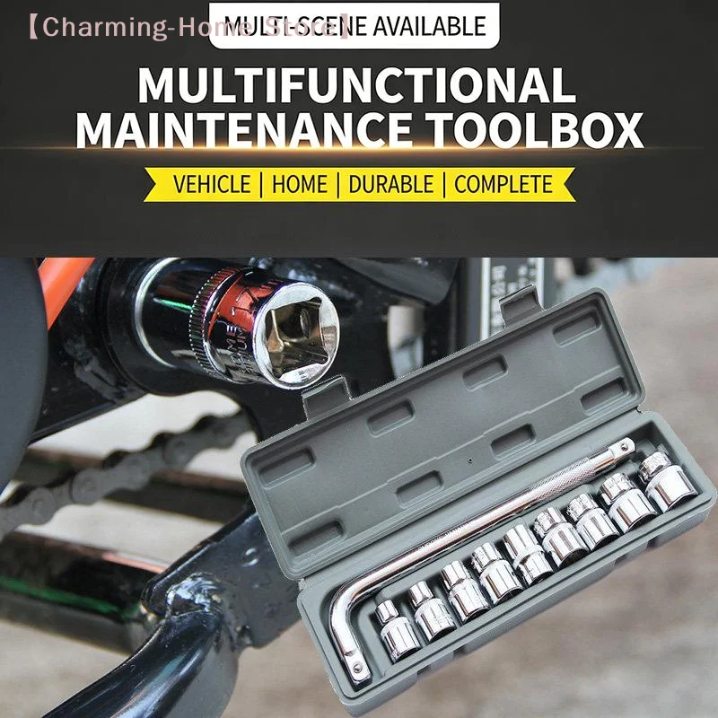 

【M】10pcs Socket Wrench Repairing Tool Set, Multi-Function Hand Tool Kit for Bicycle Motorcycle Car Maintenance